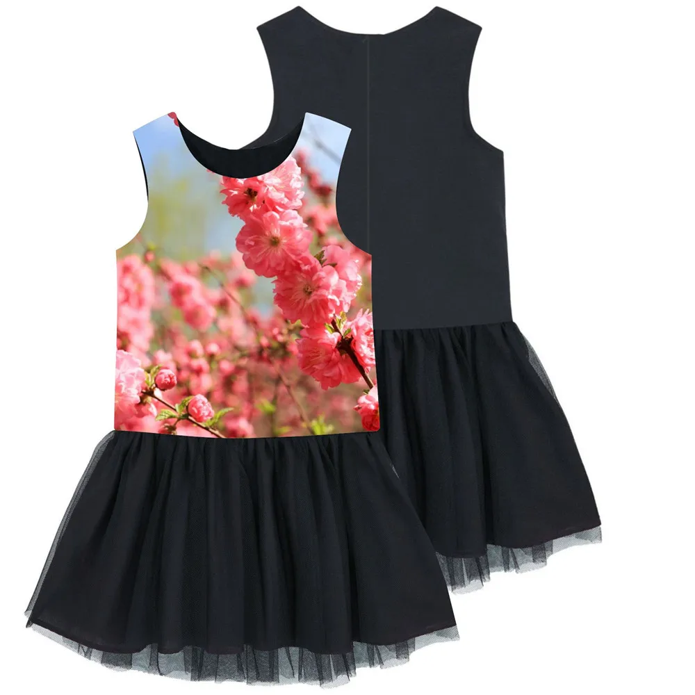 Детское платье одежда без рукавов с цветочным принтом модная детское для девочек