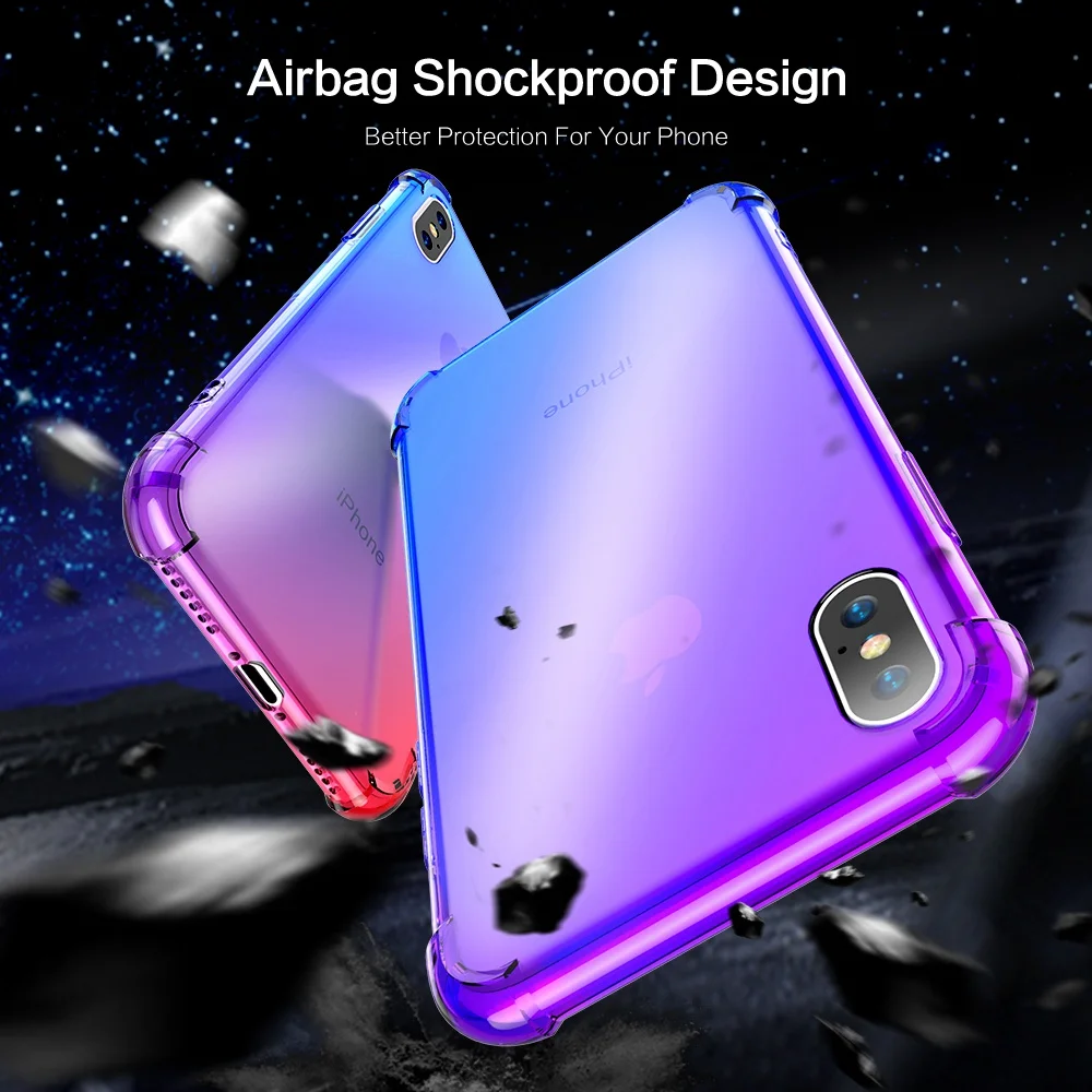 New FLOVEME ударопрочный телефон чехлы для iPhone X 7 8 6s 6 мягкая прозрачная задняя крышка