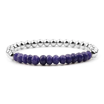 14 Dark Purple BOJIU, 25 цветов, натуральный кварцевый камень, серебро, гематит, бусины, браслеты для женщин, трендовые, эластичные, ручной работы, женский браслет, ювелирное изделие, BC279 - Окраска металла: 14 Dark Purple