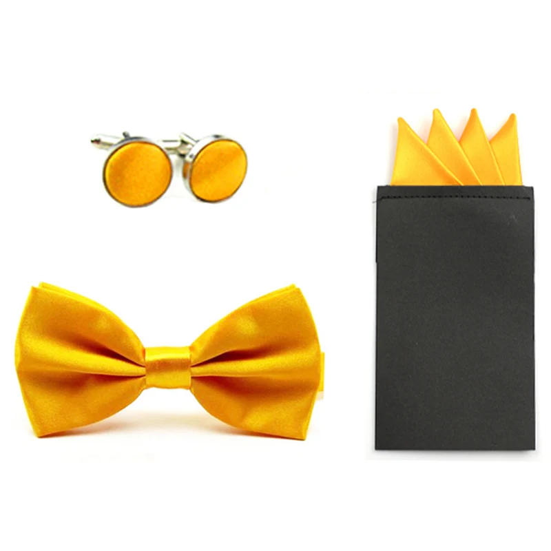 Мужчины твердые галстуки-бабочки предварительно сложенный 4 точечный платок