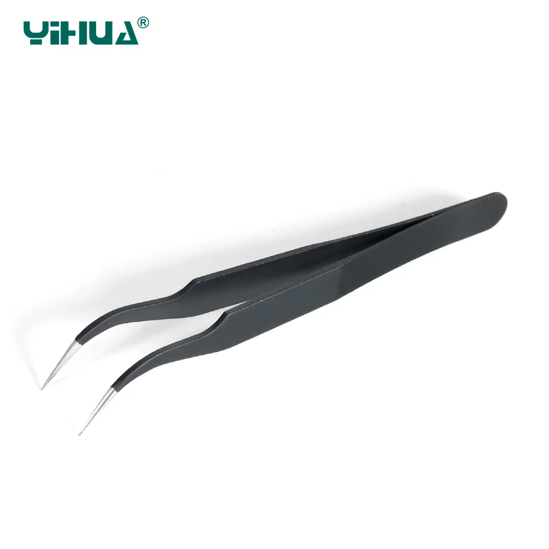 YH-T2-15 антистатические пинцеты из нержавеющей стали, заостренные, изогнутые пинцеты