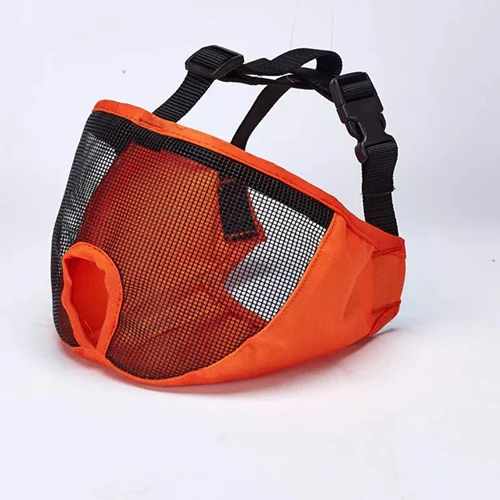 Orange Anti Bark Bite Chew Pug French Bulldog Muzzles Mesh Breathable Short-nose Adjustable Pet Dog Muzzle Mask - Цвет: Orange