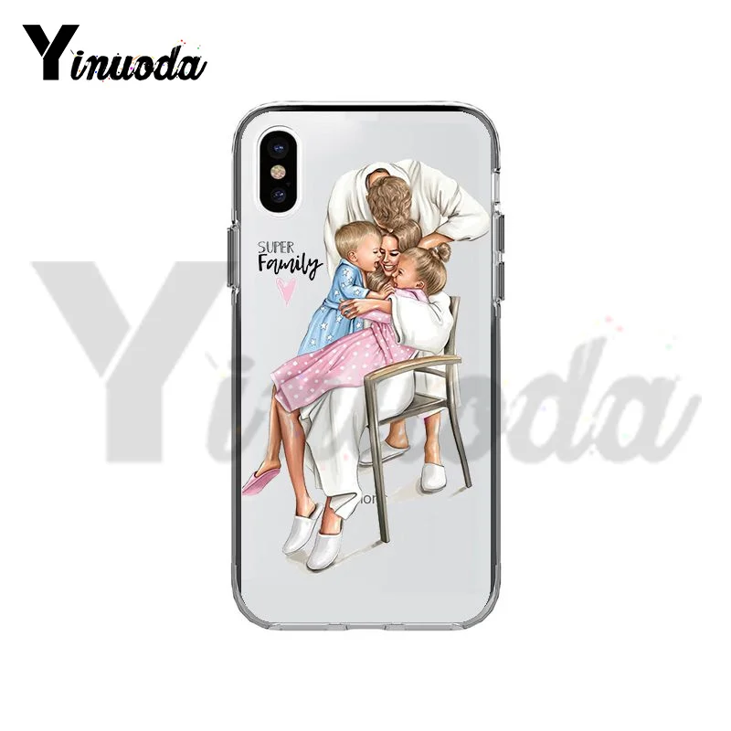 Yinuoda, черный, коричневый цвет, волосы для мамы, девочки, королева, чехол для телефона, чехол для телефона, для iPhone 8, 7, 6, 6S Plus, X, XS, MAX, 5, 5S, SE, XR, 10, чехол, крышка