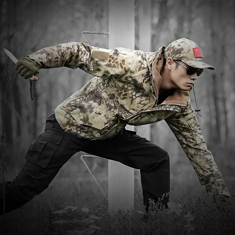 LANGSHI Открытый армия вентилятор desert Python узор Камуфляжный костюм комплект мужской