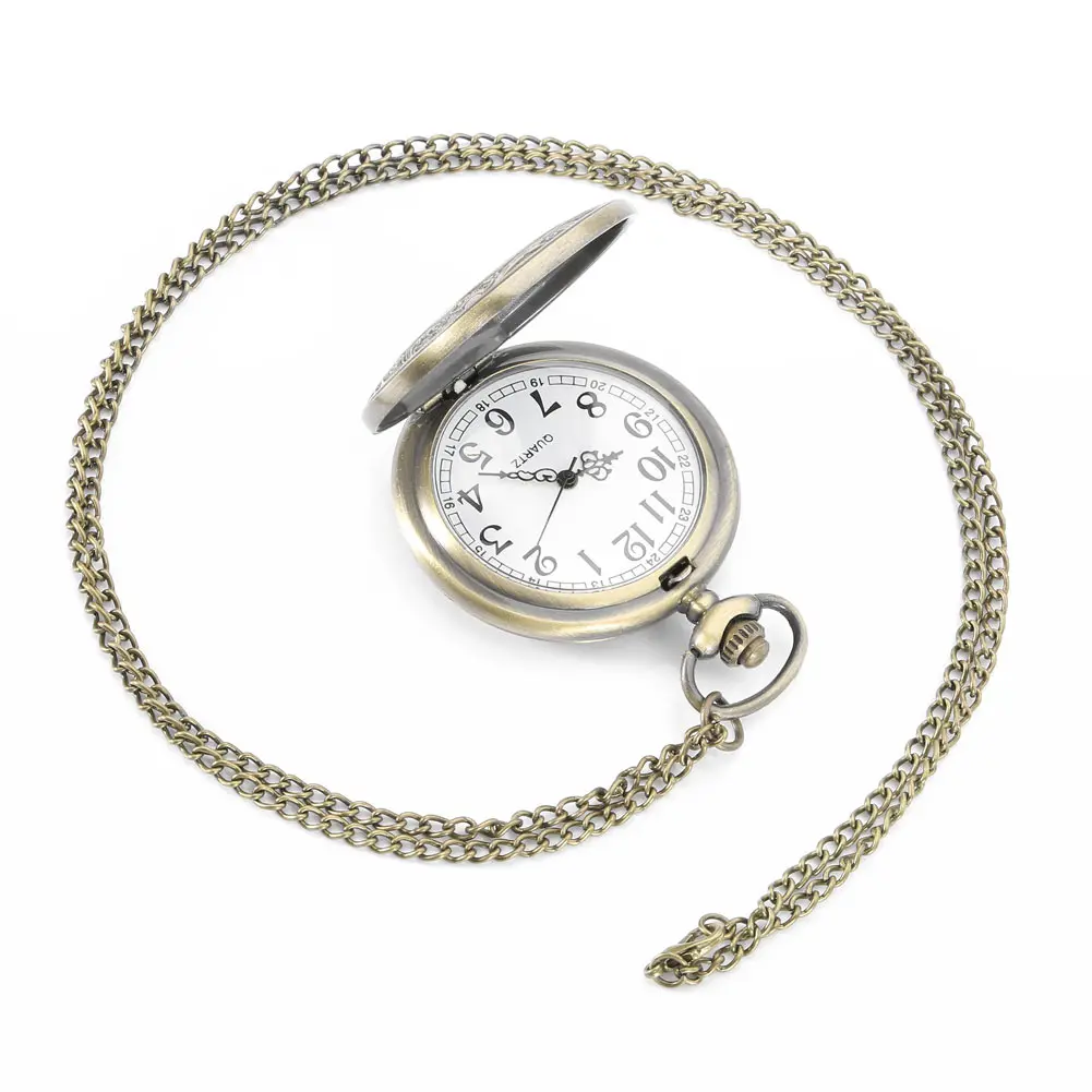 Карманные часы Fob с римскими цифрами винтажные кварцевые ожерелье подвеской