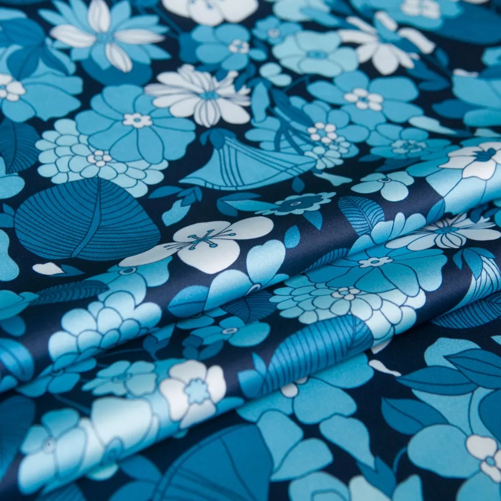 Модная ткань с цифровым принтом от кутюр из тяжелого шифона свежего синего и