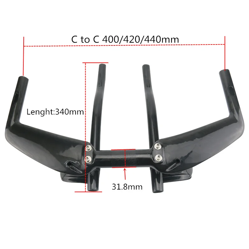 Дешево RXL SL велосипедный руль Bullhorn, глянцевый триатлонный руль из черного углеродного волокна 400/420/440 мм