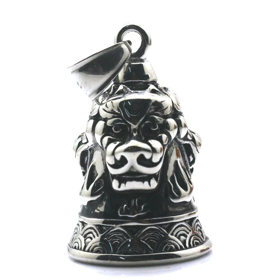 Mens 316L Stainless Steel Panorama Loong Three Pattern Cool Jingle Bell Pendant