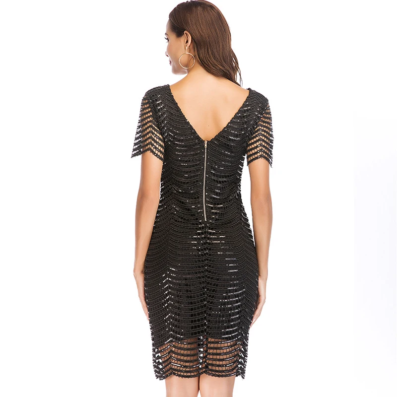 2018 Новая горячая Распродажа Для женщин Bodycon платье v образным вырезом по колено