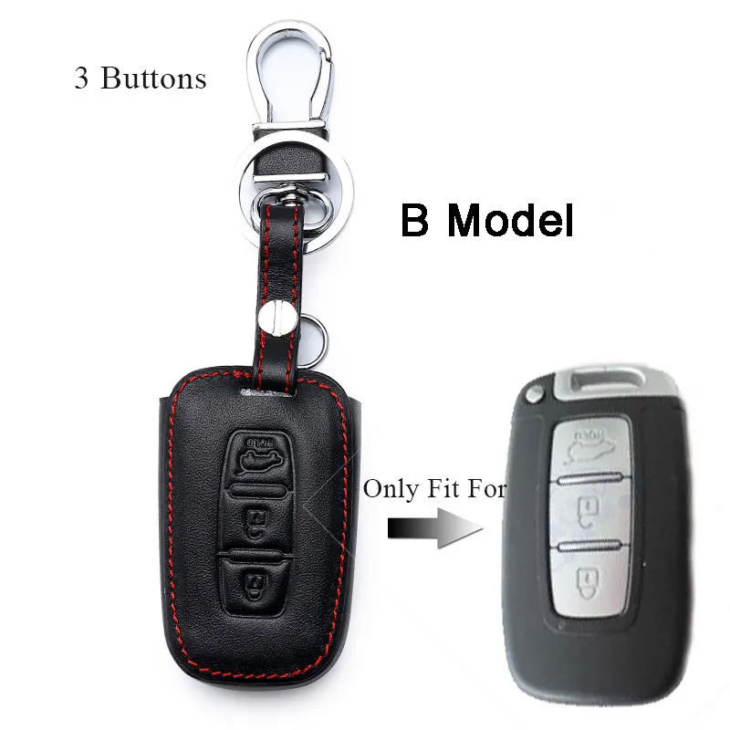 

Кожаные чехлы для автомобильных ключей, чехол для Hyundai IX45 Santa Fe (DM) 2013 2014 2015 2016, 3 кнопки, чехол-держатель для ключей