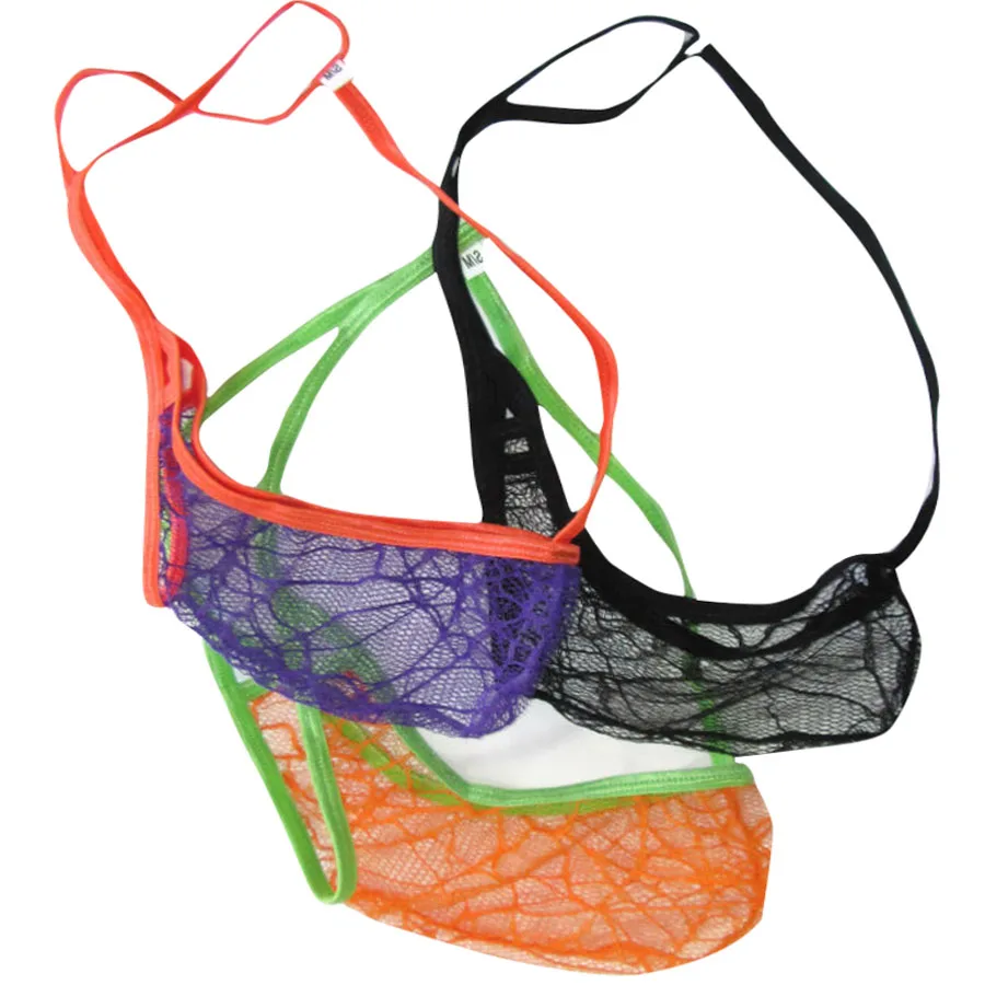 

Gay Hot Sexy Men Underwear G String Temptation Thongs Jockstrap Transparent Lace Spider Mesh Transparent Gay Underwear