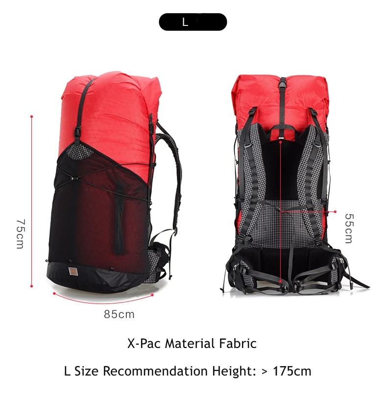 3F UL GEAR 55L большой XPAC рюкзак для скалолазания на открытом воздухе Сверхлегкий каркас меньше пакетов сумки легкий прочный путешествия Кемпинг Туризм