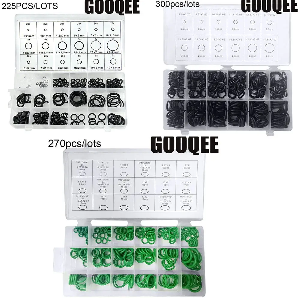 Each size 1pcs 225 шт 270 шт 300 шт уплотнительное кольцо резиновые шайбы уплотнения ассортимент черное уплотнительное кольцо уплотнения набор нитриловые шайбы Высокое качество для автомобильных прокладок - Цвет: Each size 1pcs