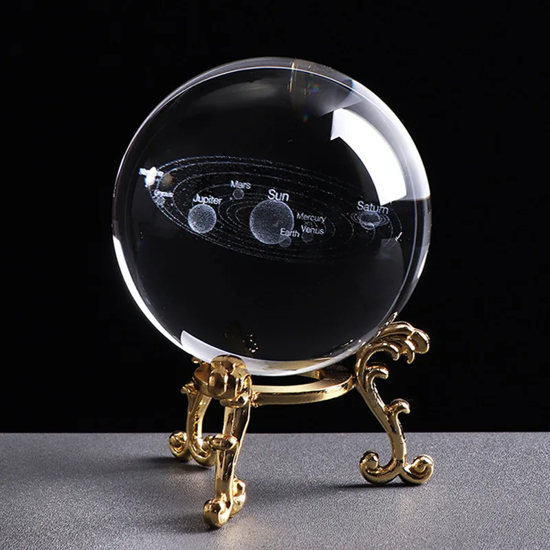 Новинка, 6 см, 3D солнечная система, глобус, хрустальный шар, светодиодный светильник, базовая модель, сфера, стеклянный шар для домашнего декора, подарок