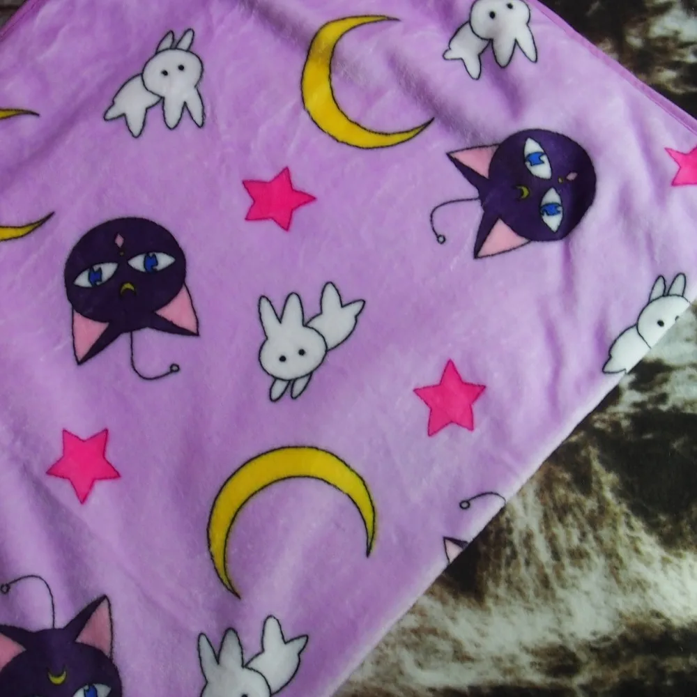Мягкое флисовое детское одеяло с котом Луна и Сейлор Мун 150x10 0 см/200 x см покрывало