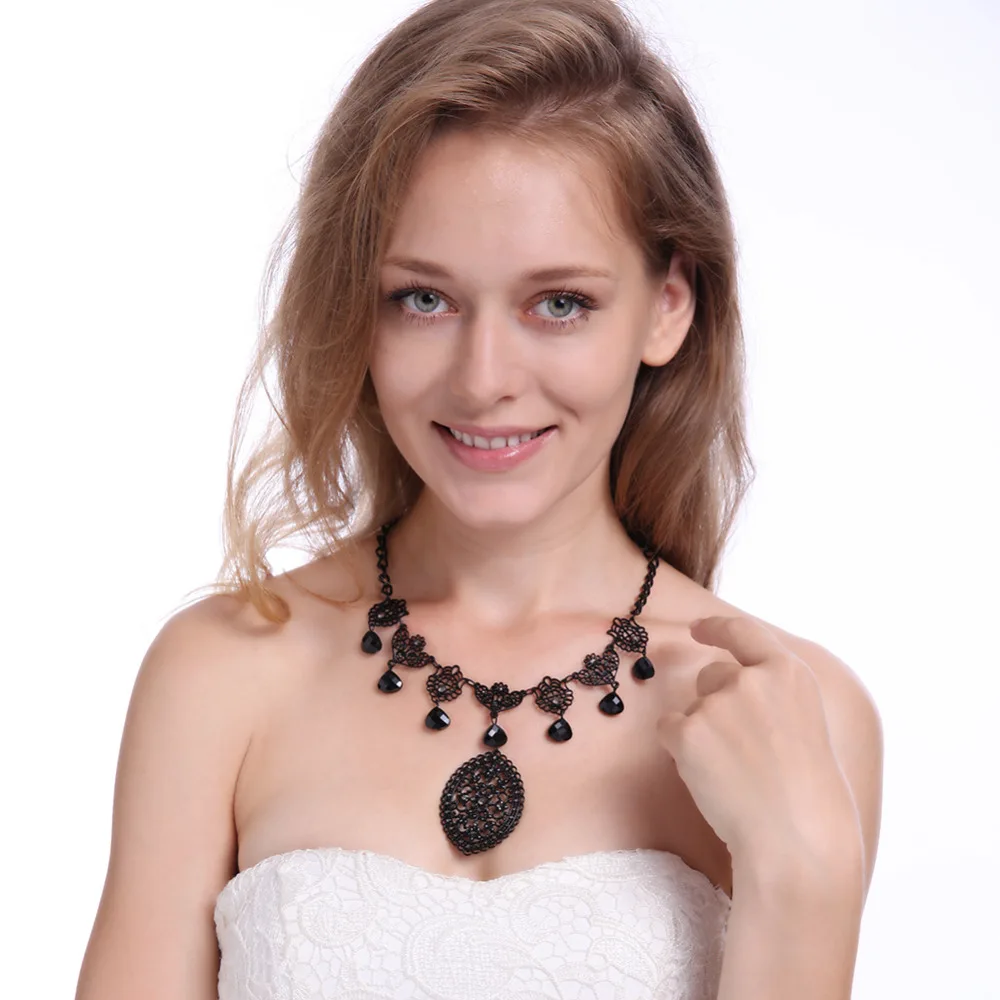 Новый Горячий Drop Ожерелье Ретро Пистолет Черный Костюм Украшения Мода Макси