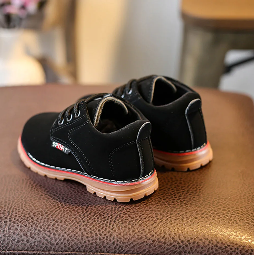 Новинка; детская обувь для мальчиков и девочек; винтажная кожаная обувь для малышей; детская обувь на плоской подошве; повседневные Свадебные школьные кроссовки; сезон осень; цвет серый, коричневый;#91