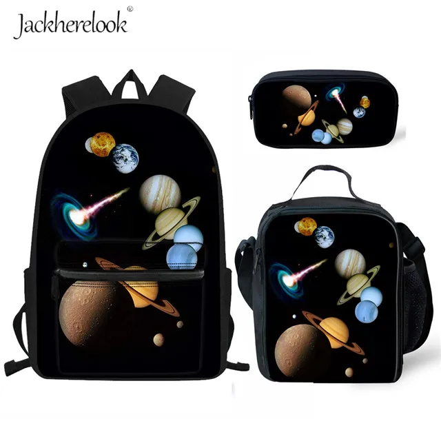 Новая холщовая школьная сумка Galaxy Space Planets школьные рюкзаки с принтом для девочек-подростков милые книжные сумки для детей Mochila 3 комплекта - Цвет: CC3195Z58-G-K