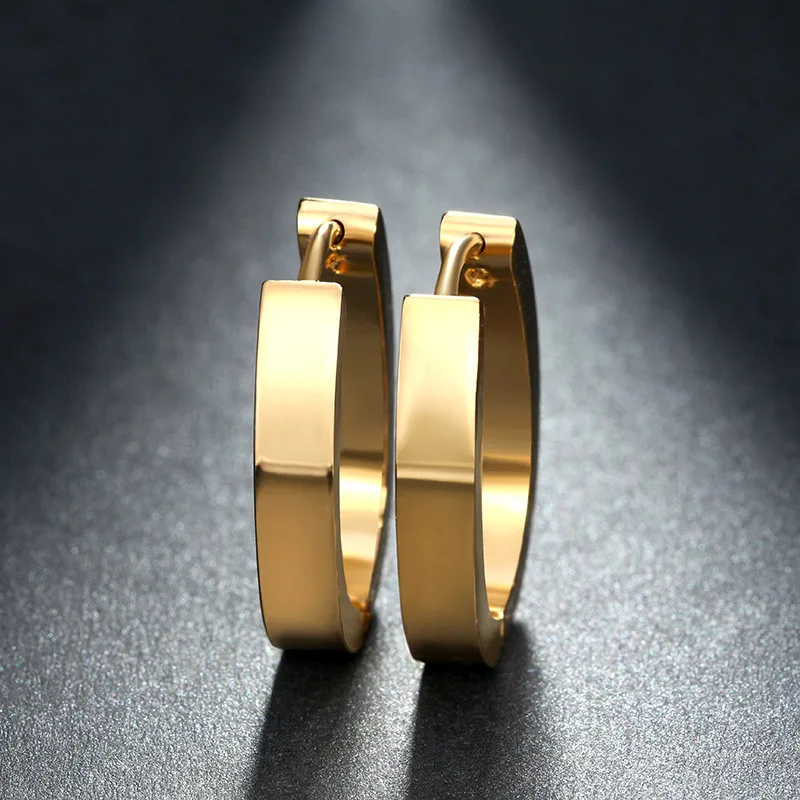 

ZORCVENS Stainless Steel Women Earrings 4mm Width Round Circle Brincos High Polished Hoop Earrings Fashion Jewelry