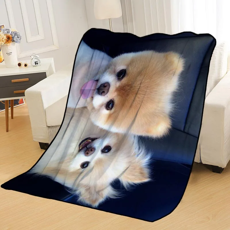 ?? カスタムポメラニアン毛布ベッドスローブランケットソフトブランケット夏毛布アニメ毛布旅行毛布
