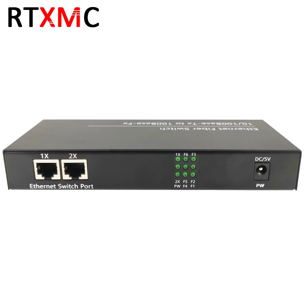 Оптический коммутатор RTXMC 6F2E 10/100M 6 волоконных портов 2 UTP RJ45 дальность передачи до