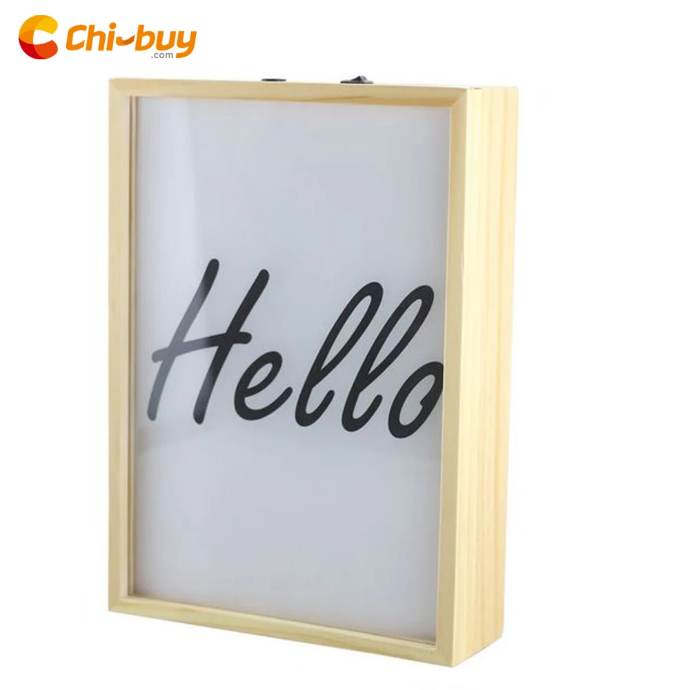 CHIBUY LED Wood Cinema LightBox &quothello&quot 1 шт. Сменные слайды постер кинематографическая