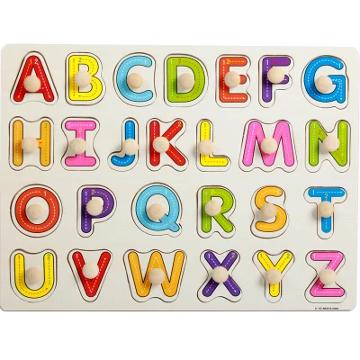 uppercase letter Детские игрушки Деревянные Монтессори головоломки ручной захват доска набор образовательных деревянных игрушек Мультфильм автомобиль животных головоломки Детский подарок - Цвет: uppercase letter