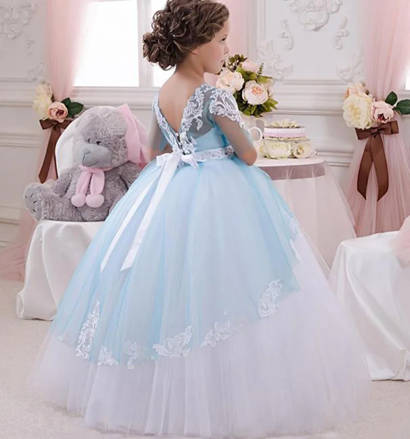 Vestidos De Primera Comunion бальное платье с рукавами до локтя и открытой спиной кружевное