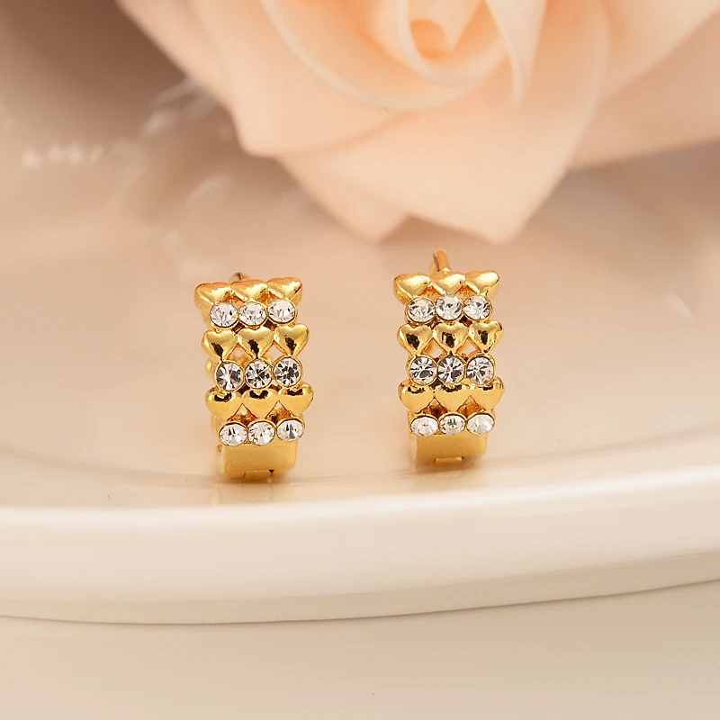 

Дубай Индия Африка Позолоченные серьги алмаз в форме сердца инкрустированные девушки женщины помолвки Свадебные Ювелирные изделия Подарк...