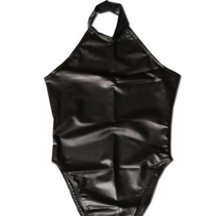 Matte Black Женский пикантный из искусственной кожи купальник-трико сиамский купальник облегающий с открытой спиной - Цвет: Matte Black