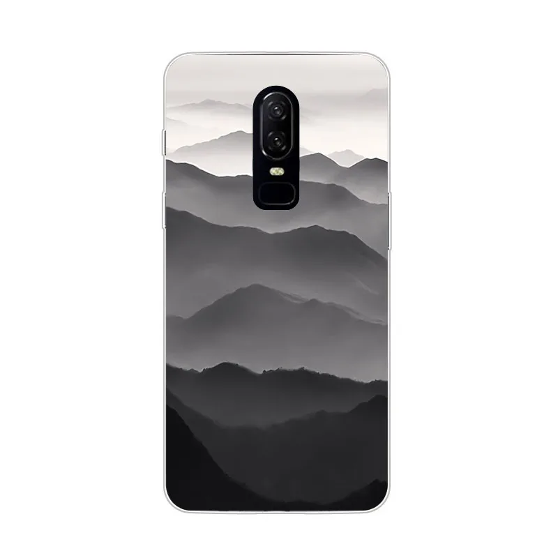 Чехол OnePlus 6 мягкая задняя крышка из ТПУ с изображением пейзажа кремния для One Plus