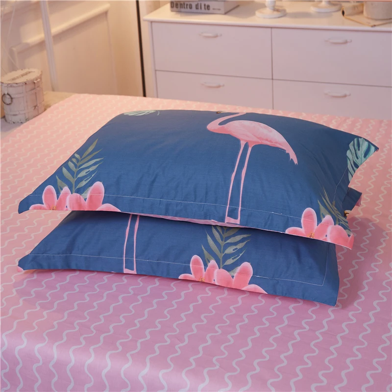 Monily Geometric Animal 4PCS Home Bedding Sets 100% Cotton Duvet Cover Flamingo Brightly Colors Bedclothes Bedsheet Pillowcases | Дом и сад
