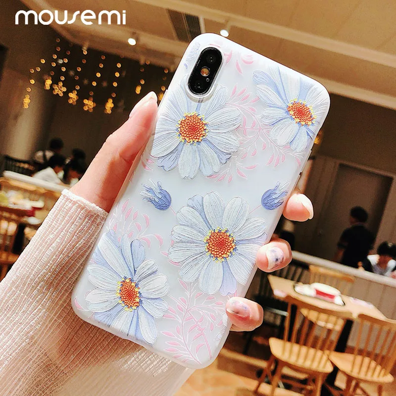 Мягкий силиконовый чехол CAPAME Flower для iPhone 7 чехлы телефонов с цветочным принтом 5S 5