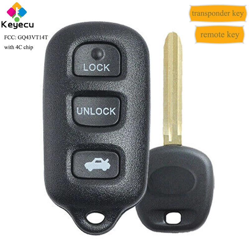 Пульт дистанционного управления KEYECU для автомобиля с 4 ключами Btn и транспондером