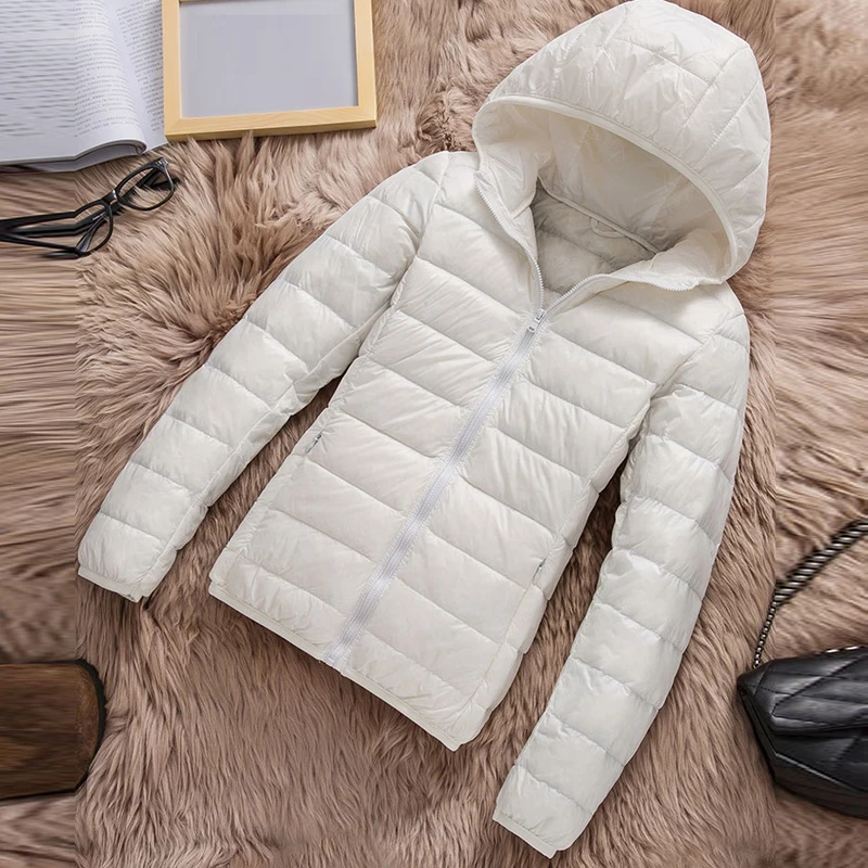 Пуховик женский брендовый зимний теплый светильник на белом утином пуху 4XL