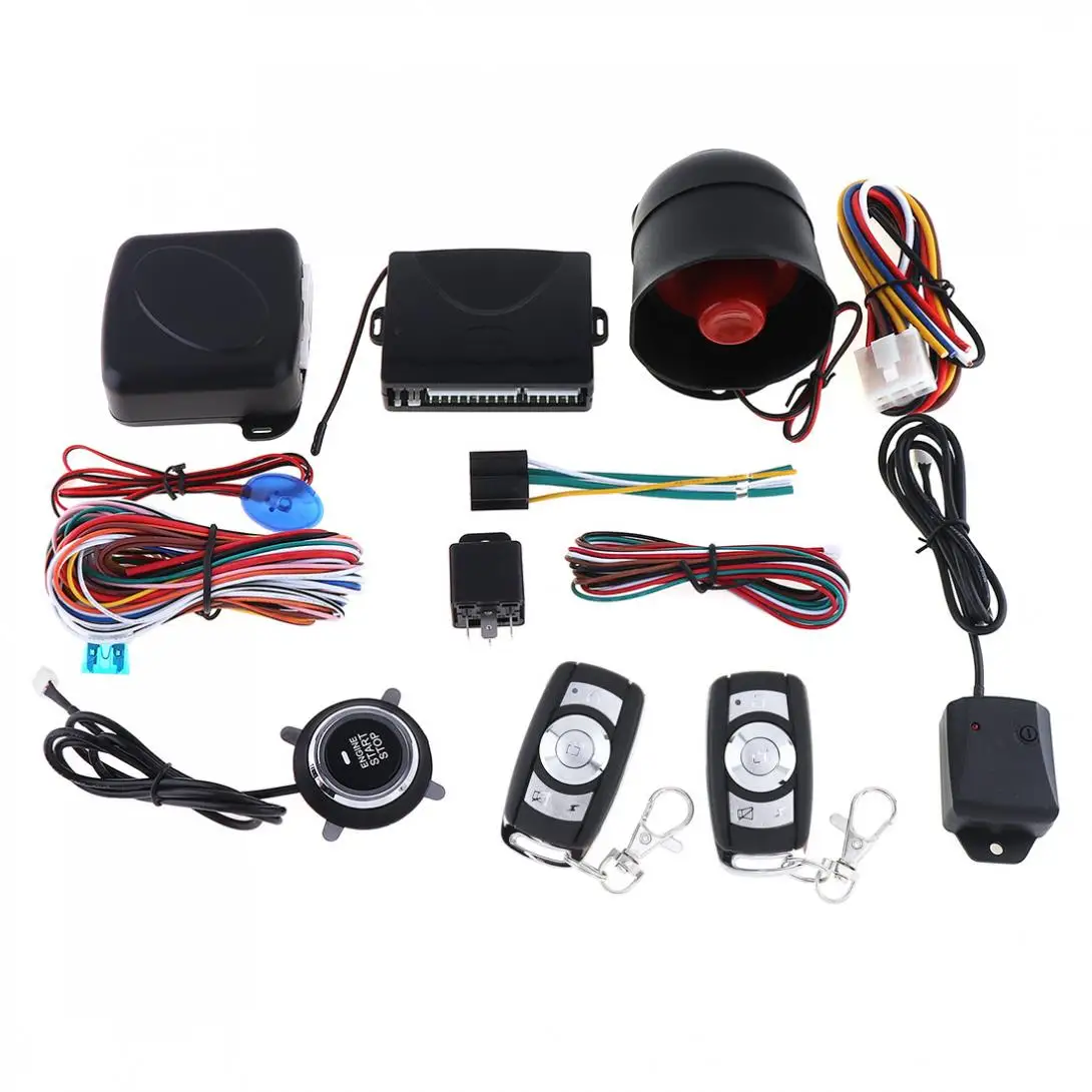 

Universal Car Alarm Security System Remote Push Button Start Stop Engine System with Auto Central Lock and Keyless Entry 5A
