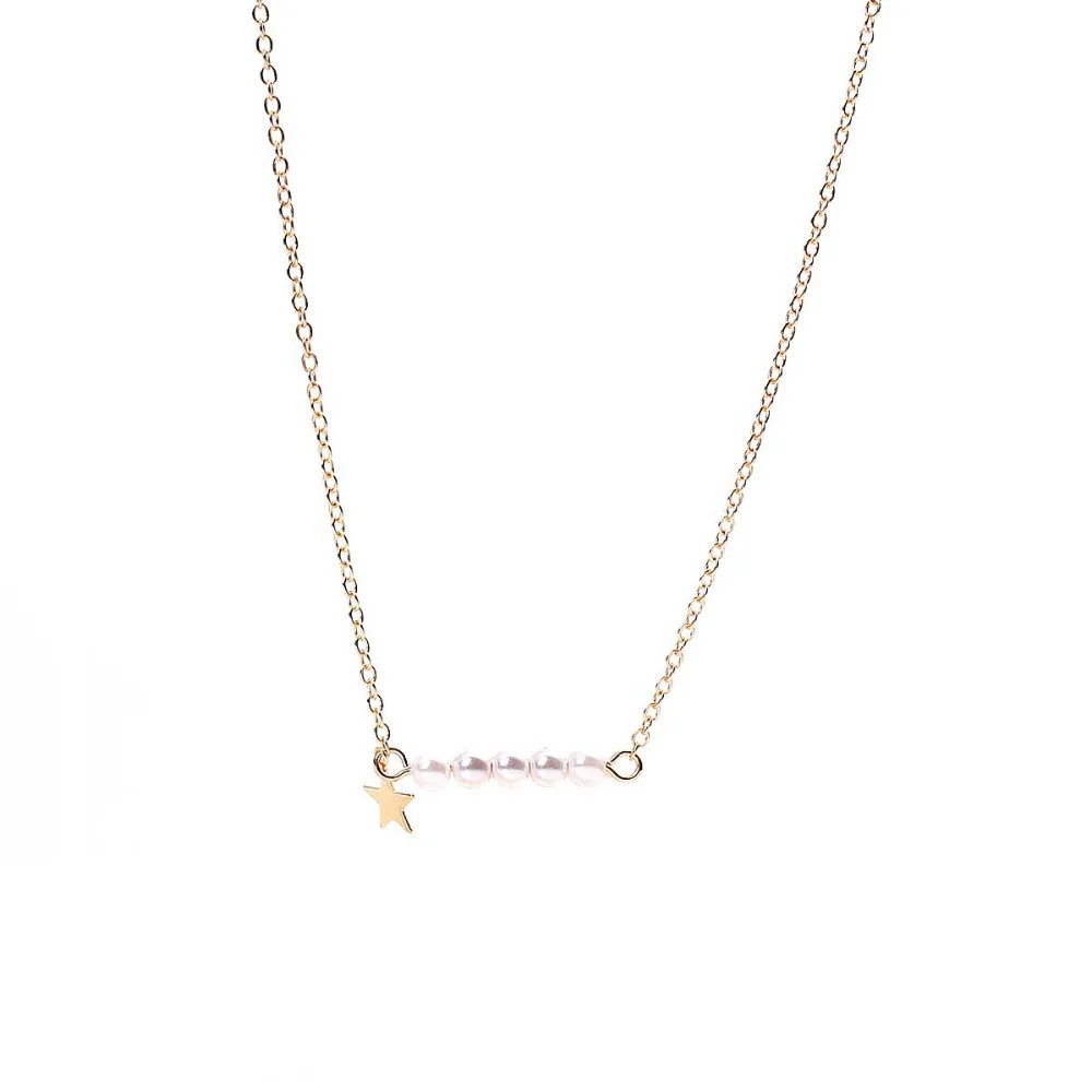 8 сезонов золотой цвет белый имитация жемчуга звезда кулон акриловое ожерелье