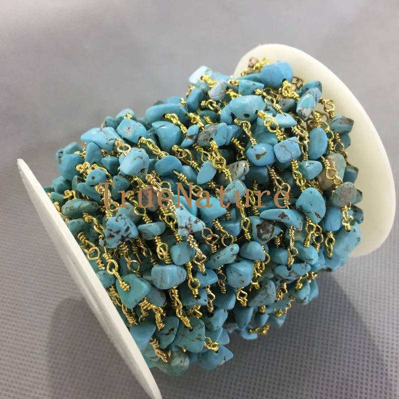 Turquoise Blue Beaded Chains Gold Finish Wire Wrapped Chic Rosary Chains In 6-10 mm Size RC4996
Turquoise Blue Beaded Chains Gold Finish Wire Wrapped Chic Rosary Chains In 6-10 mm Size RC4996