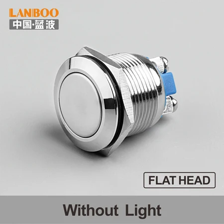 19C Flat Head 12 мм/16 мм/19 мм Фиксация или мгновенный переключатель SPST ВКЛ-ВЫКЛ кнопочный переключатель без лампы - Цвет: 19C Flat Head
