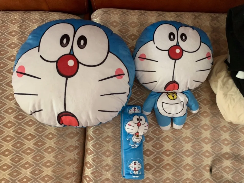 1 шт., мультяшная плюшевая подушка Doraemon, Автомобильная подушка безопасности, чехол для ремня, коробка для получения бумажных полотенец, коробка для салфеток, мягкая игрушка
