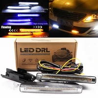 daytime running lights led drl flowing turn signal 12v waterproof white yellow blue lamp for car auto driving daylight fog light