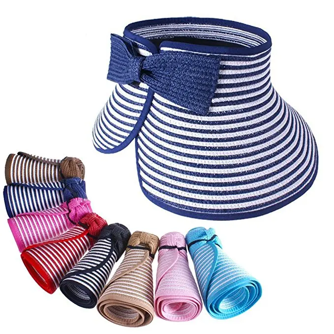 Модная пляжная соломенная шляпа с широкими полями для девушек складывающаяся в