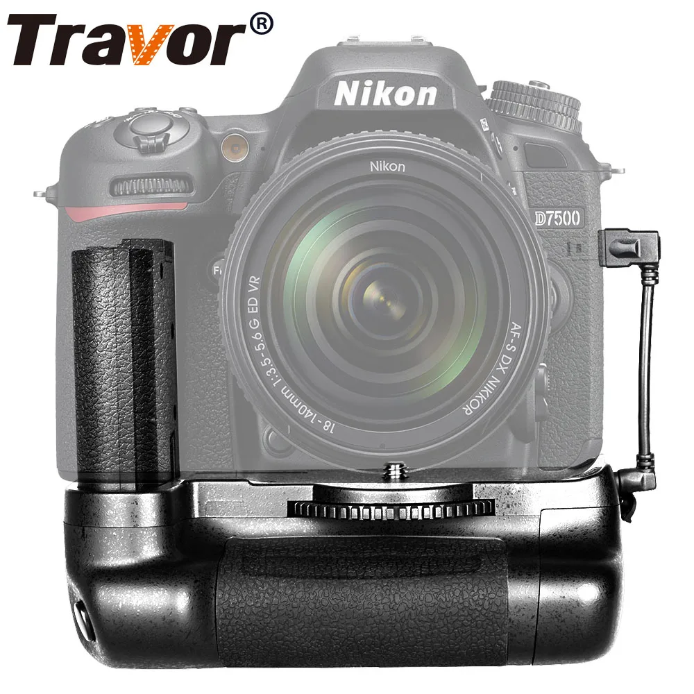 Фото Вертикальный держатель аккумуляторной батареи Travor для камеры Nikon DSLR D7500 работает