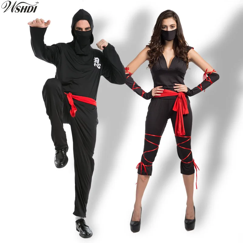 M-XL Взрослых Ниндзя Костюмы Halloween Party Женщины Мужчины Воин Стелс Косплей Аниме Маске Воин Ниндзя Маскарад Костюм