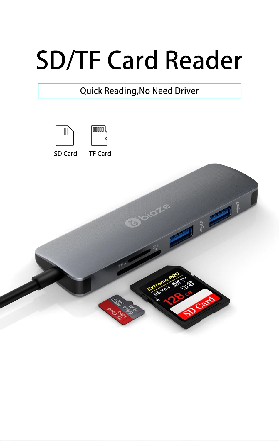 Biaze USB C концентратор type C к Мульти USB 3,0 концентратор HDMI адаптер с SD/TF кард-ридер для MacBook Pro huawei P30/P20 разветвитель usb-хаб