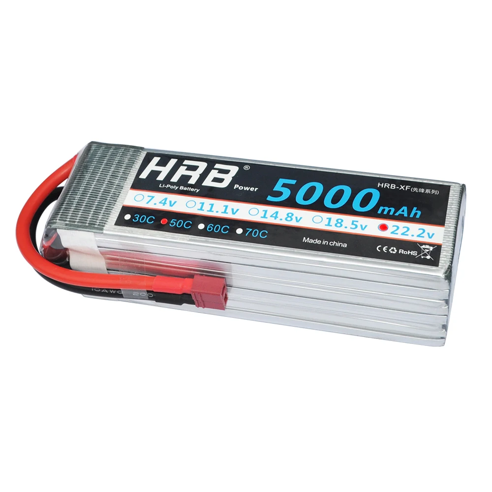 HRB RC Lipo батарея 2S 3S 4S 5S 6S 7,4 V 11,1 V 14,8 V 18,5 V 22,2 V 5000mAh 50C 100C для дрона FPV 450 500 AKKU