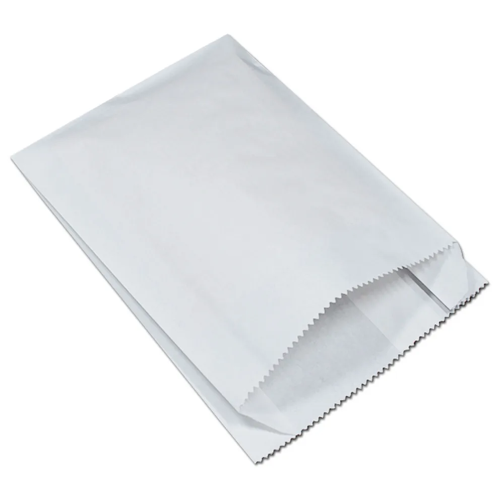 

100Pcs White Kraft Paper Plastic Greaseproof Packaging Bags Fried Food Packing Pouches for Chips Snack Sandwich Package