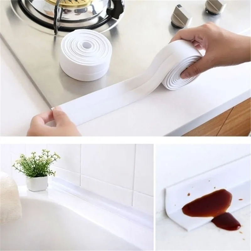 

2.2cmX3.3m Bath & Kitchen Caulk Tape Sealant Strip Self Adhesive Waterproof/Mildewproof/Cockroach Prevention Tape for Sink Stove