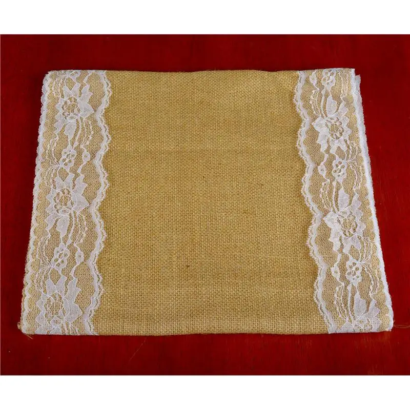 

Linen Table Runner Durable with Lace Patchwork Burlap Lace Patchwork Table Runner Table Cover Cloth Dining Room Table Gadget