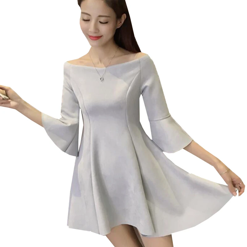 Женское платье из искусственной замши с открытыми плечами без бретелек